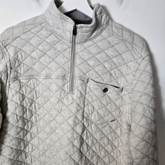 Eddie Bauer Men's Size M Quilted 1/4 Zip Pullover Sweatshirt Diamond Mock Taupe - Picture 2 of 11